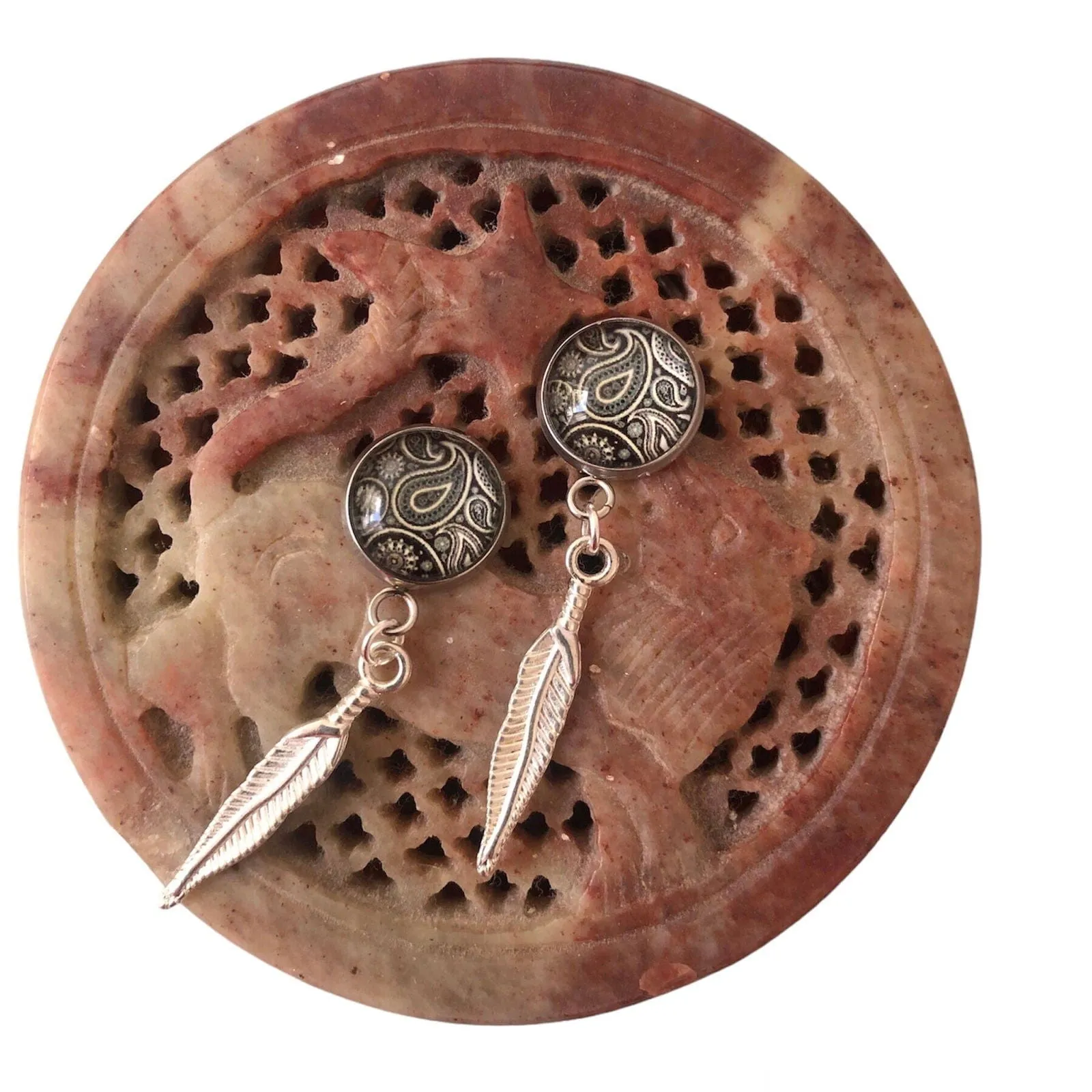 Feathers Silver plated Stud Earrings