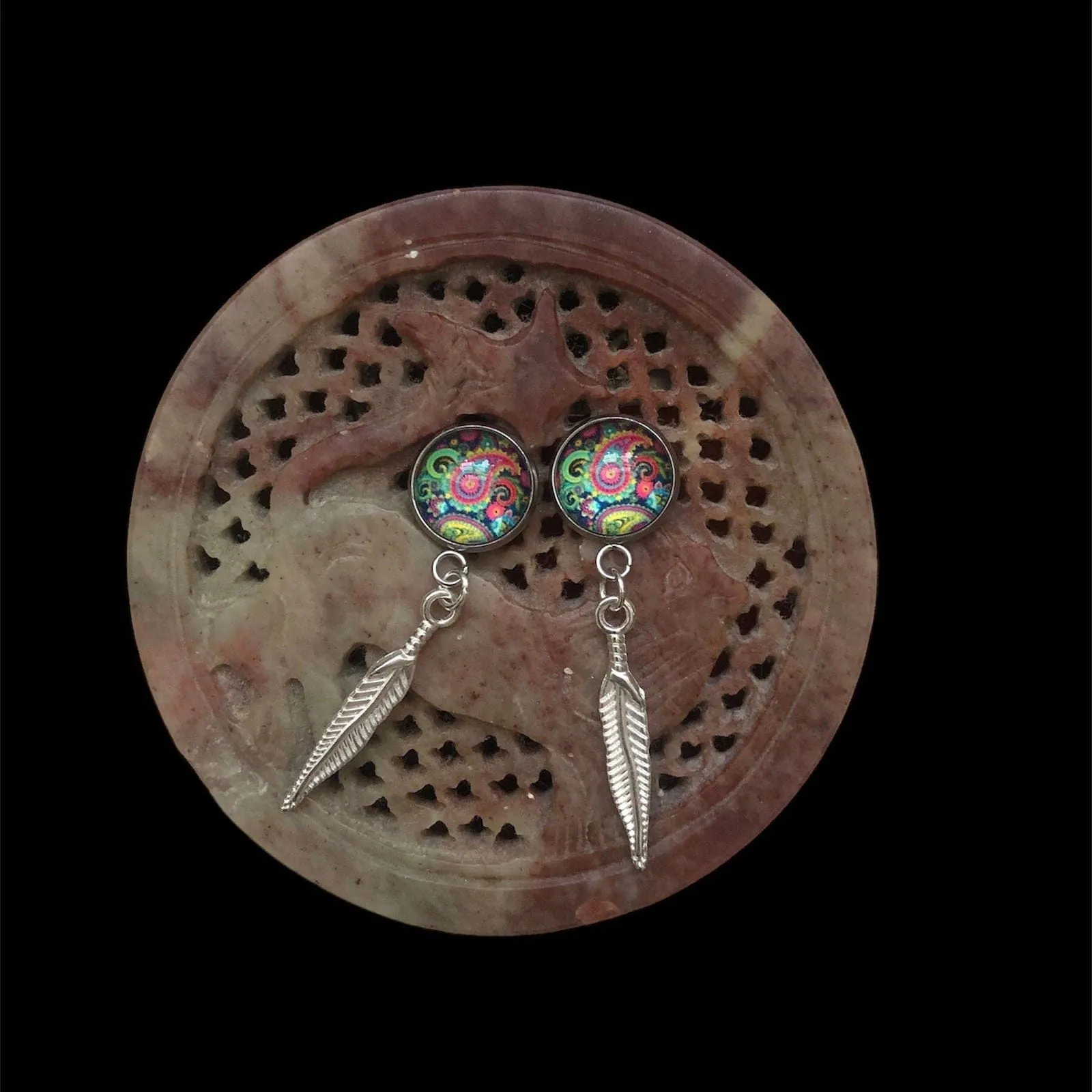 Feathers Silver plated Stud Earrings