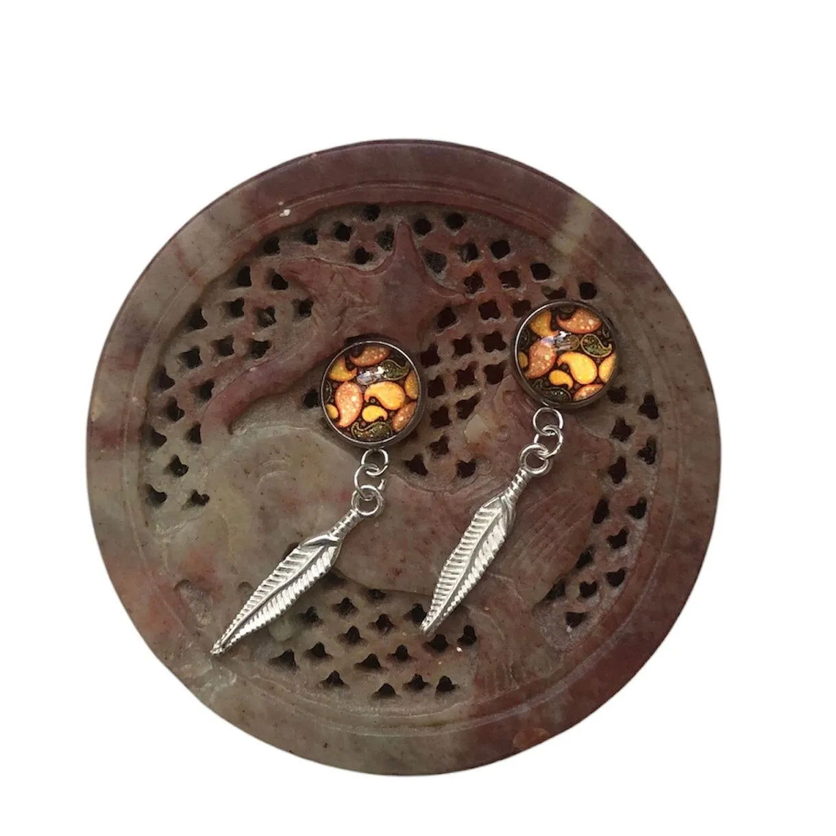 Feathers Silver plated Stud Earrings