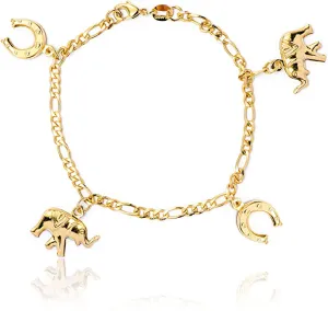 Girls and Women Horseshoes Elephant Charm Bracelet for Good Luck Wisdom