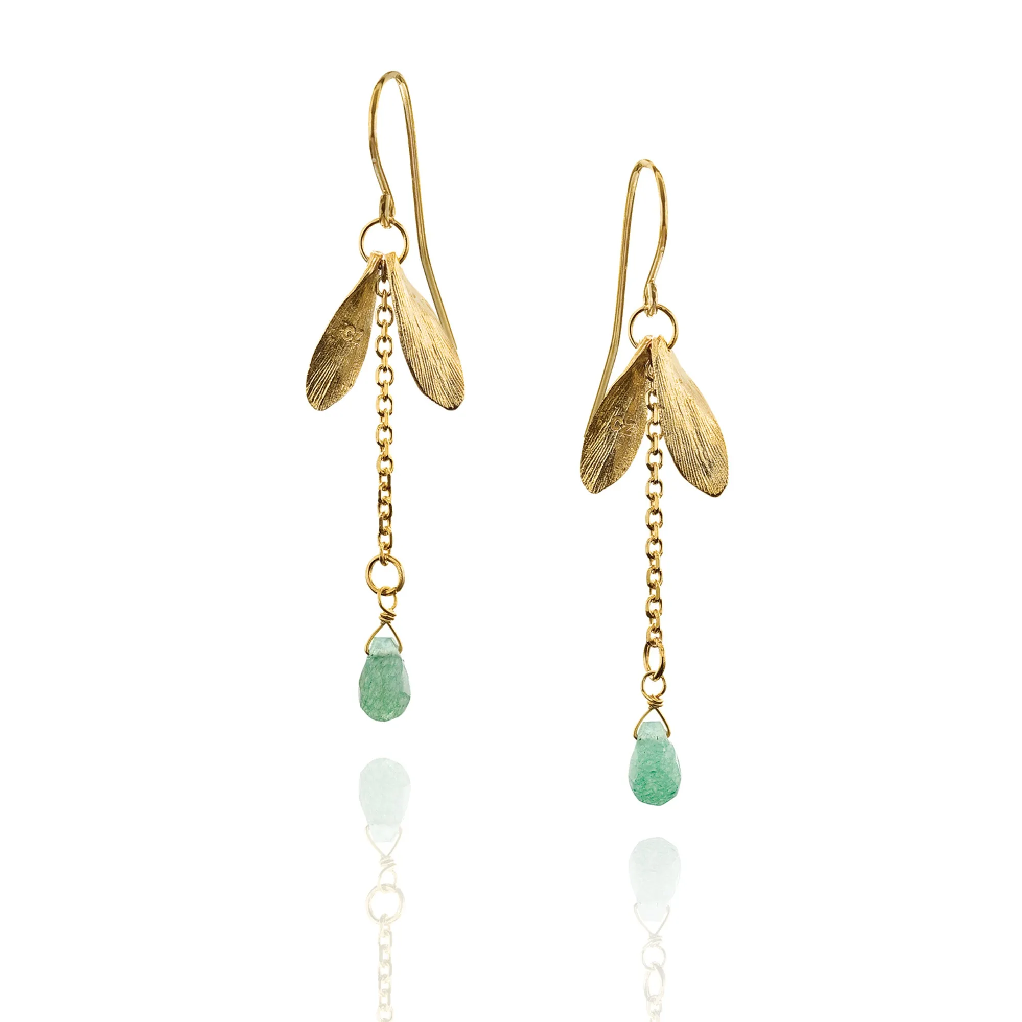 Gold Lucky Leaf Drop Earrings