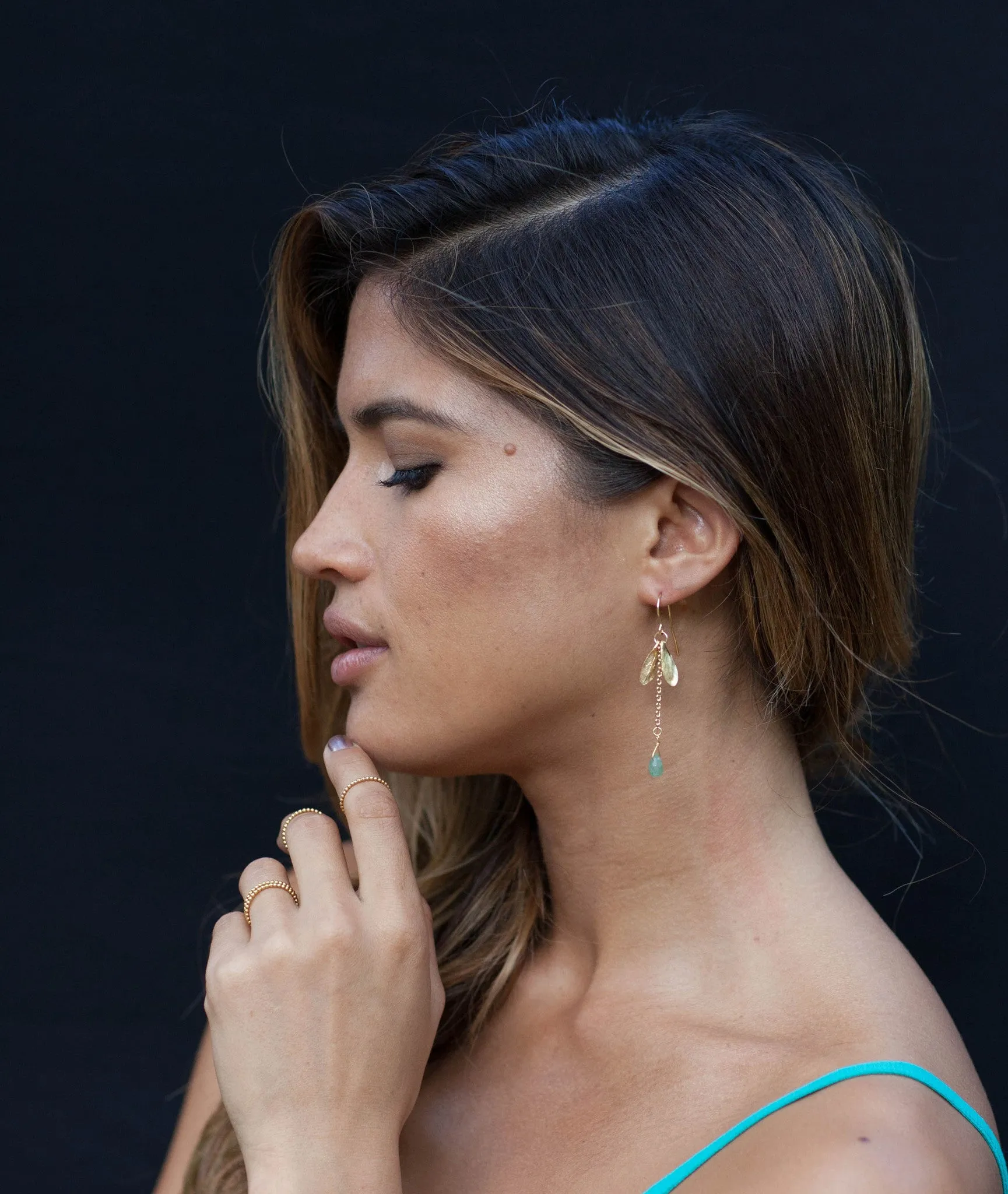 Gold Lucky Leaf Drop Earrings