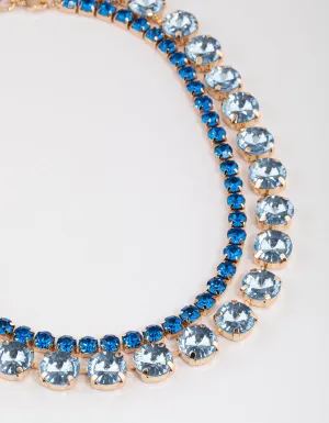 Gold Mixed Round Statement Double Row Necklace