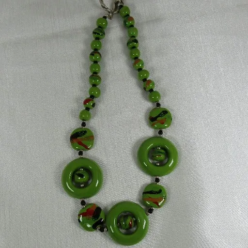 Handmade Apple Green Kazuri Necklace Fair Trade Beads