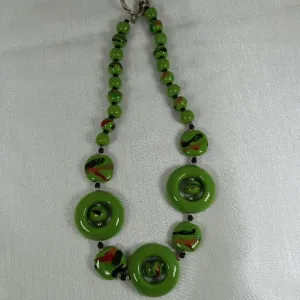 Handmade Apple Green Kazuri Necklace Fair Trade Beads