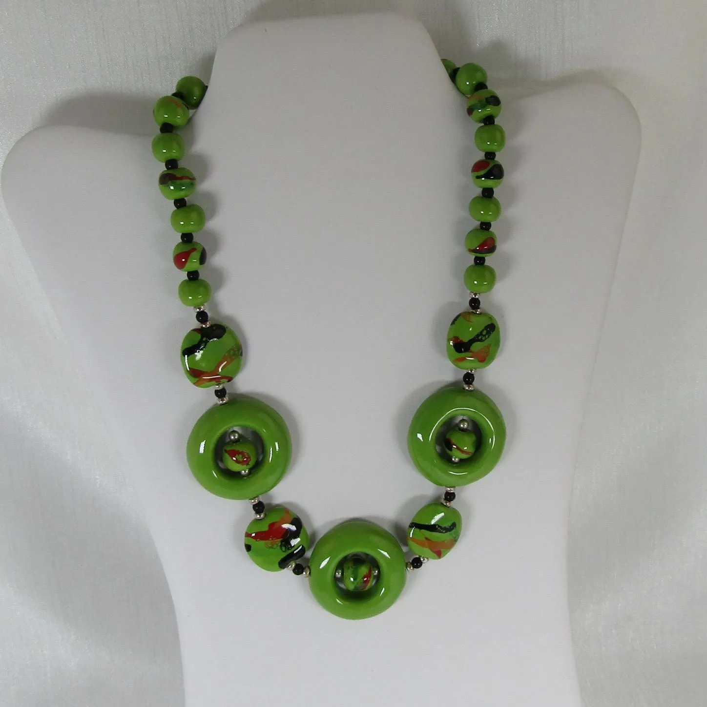Handmade Apple Green Kazuri Necklace Fair Trade Beads