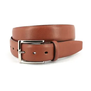 Italian Glazed Milled Calfskin Belt in Brandy by Torino Leather Co.