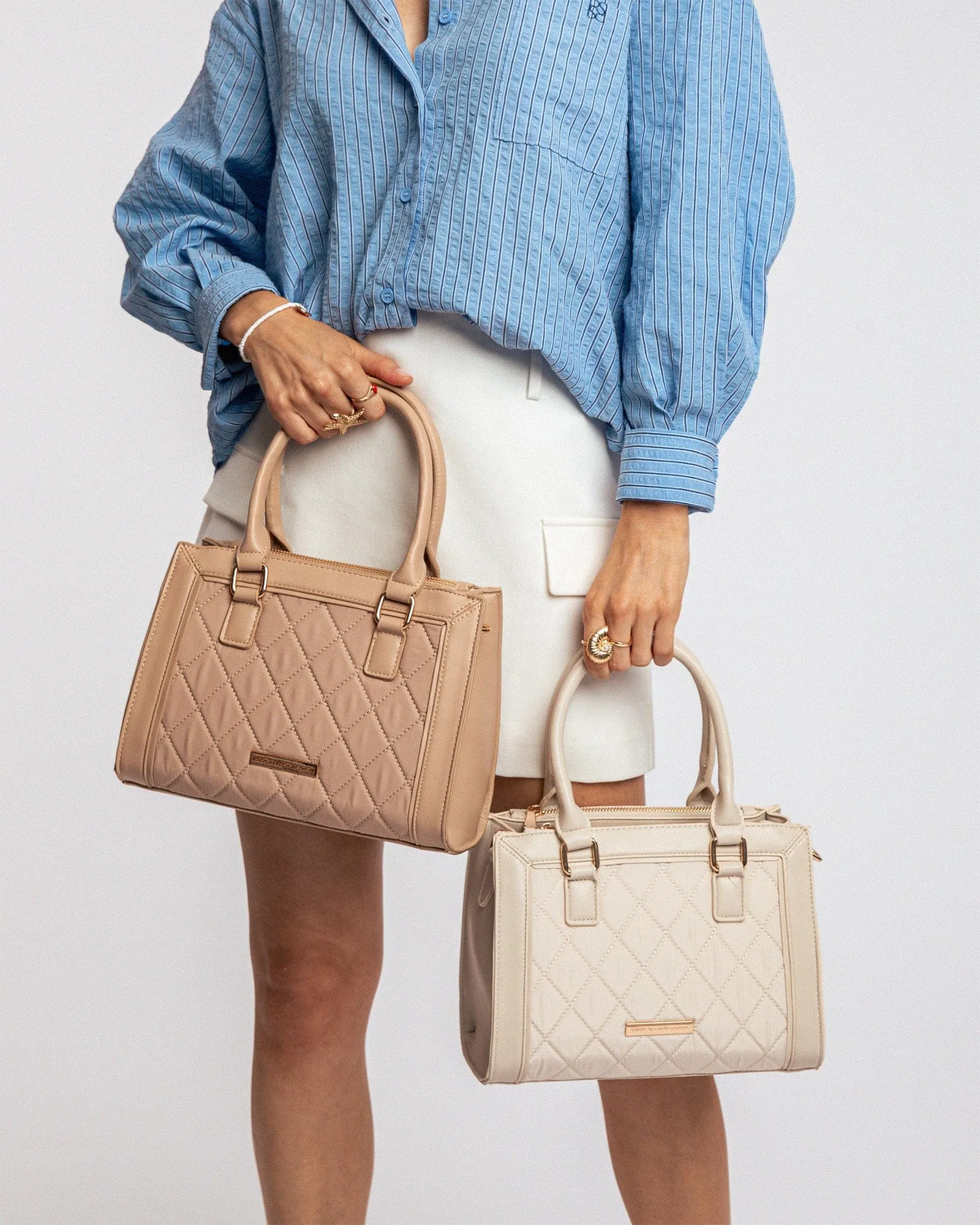 Ivory Stef Quilt Tote Bag