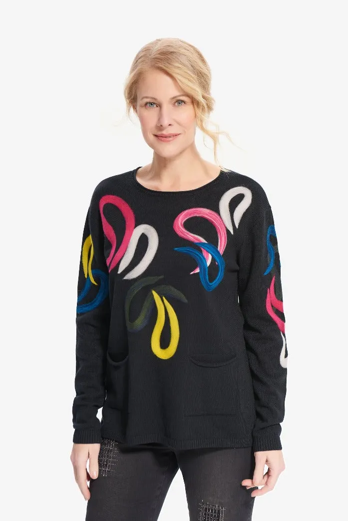 Joseph Ribkoff Top with Pastel Swirls 214937