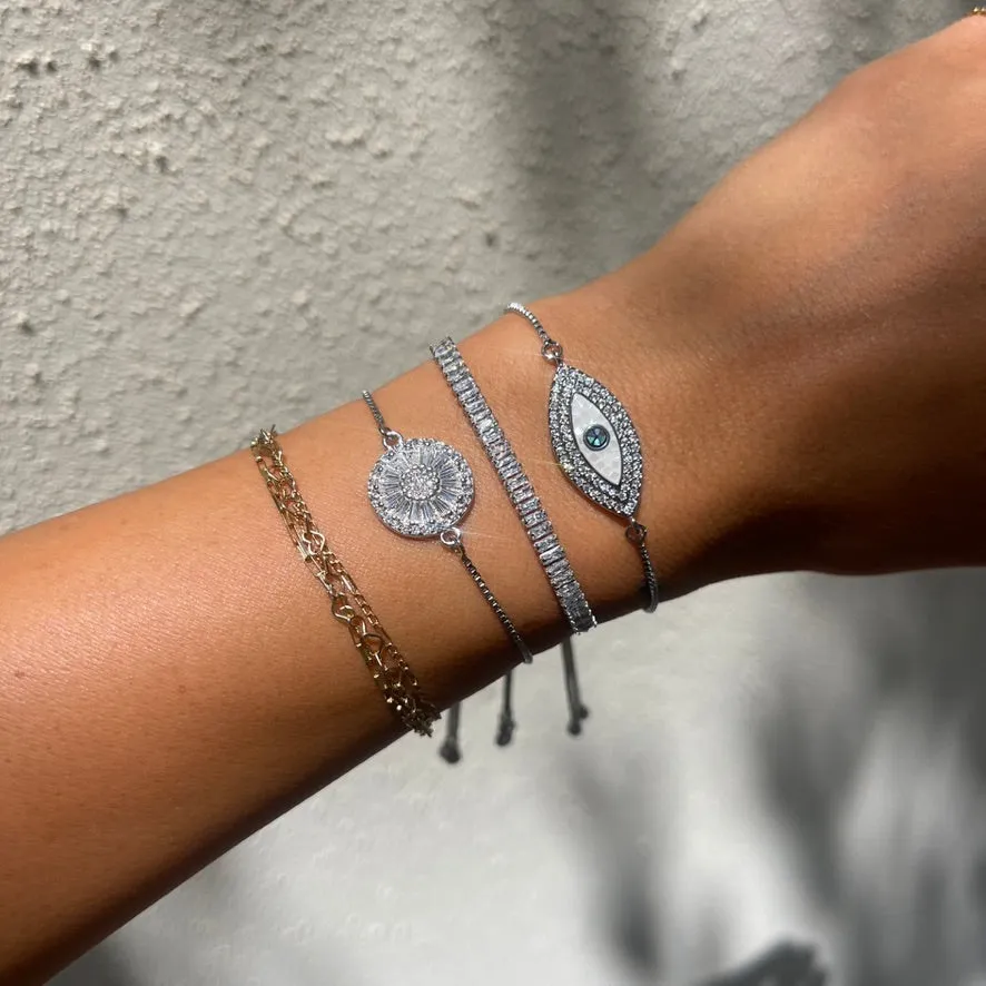 Knox Evil Eye Silver Adjustable Bracelet