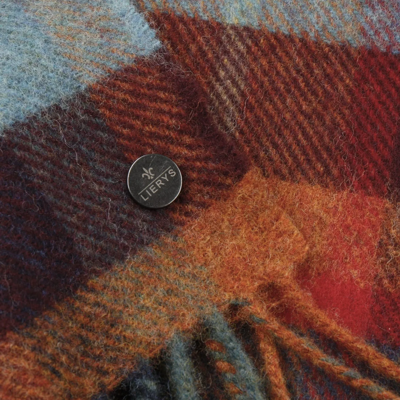 Lambswool Check Fringed Scarf by Lierys