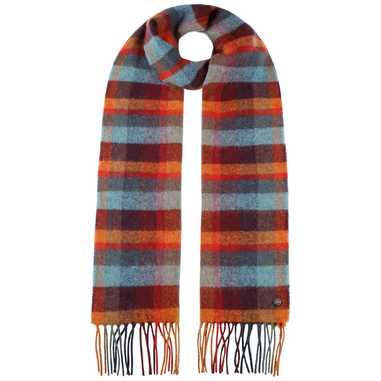 Lambswool Check Fringed Scarf by Lierys