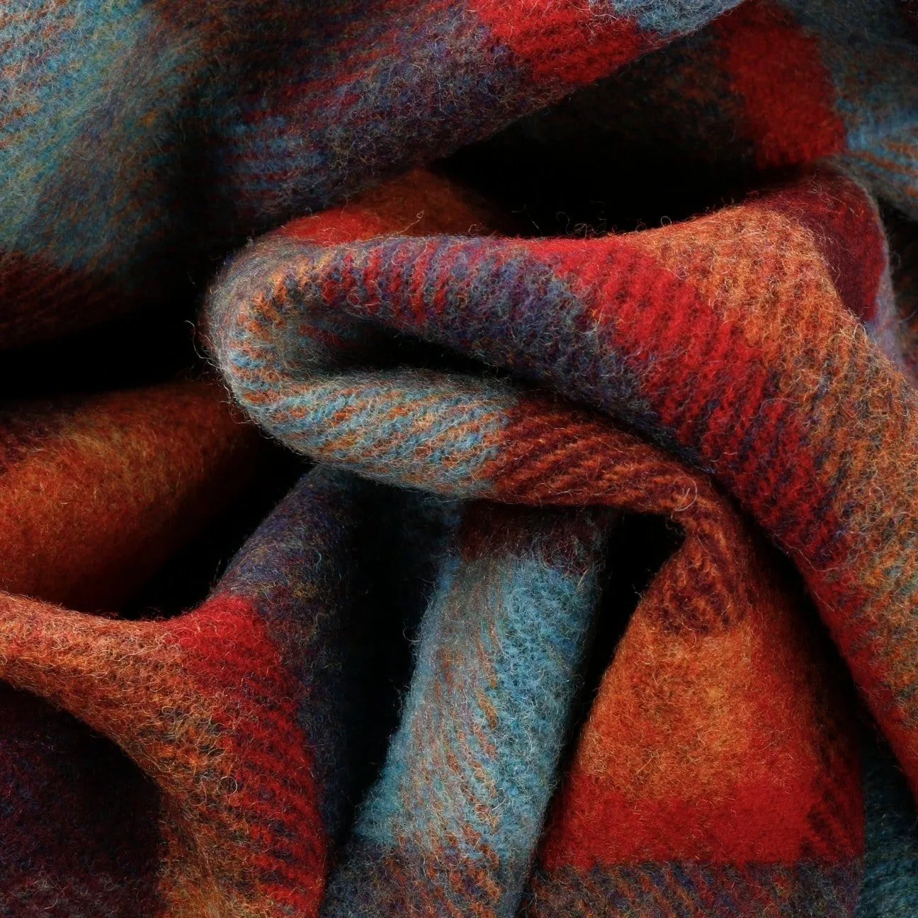 Lambswool Check Fringed Scarf by Lierys