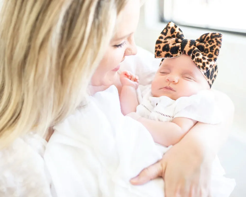 leopard "chandler" newborn headwrap