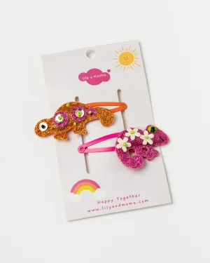 Lily and Momo Little Geckos Hair Clips
