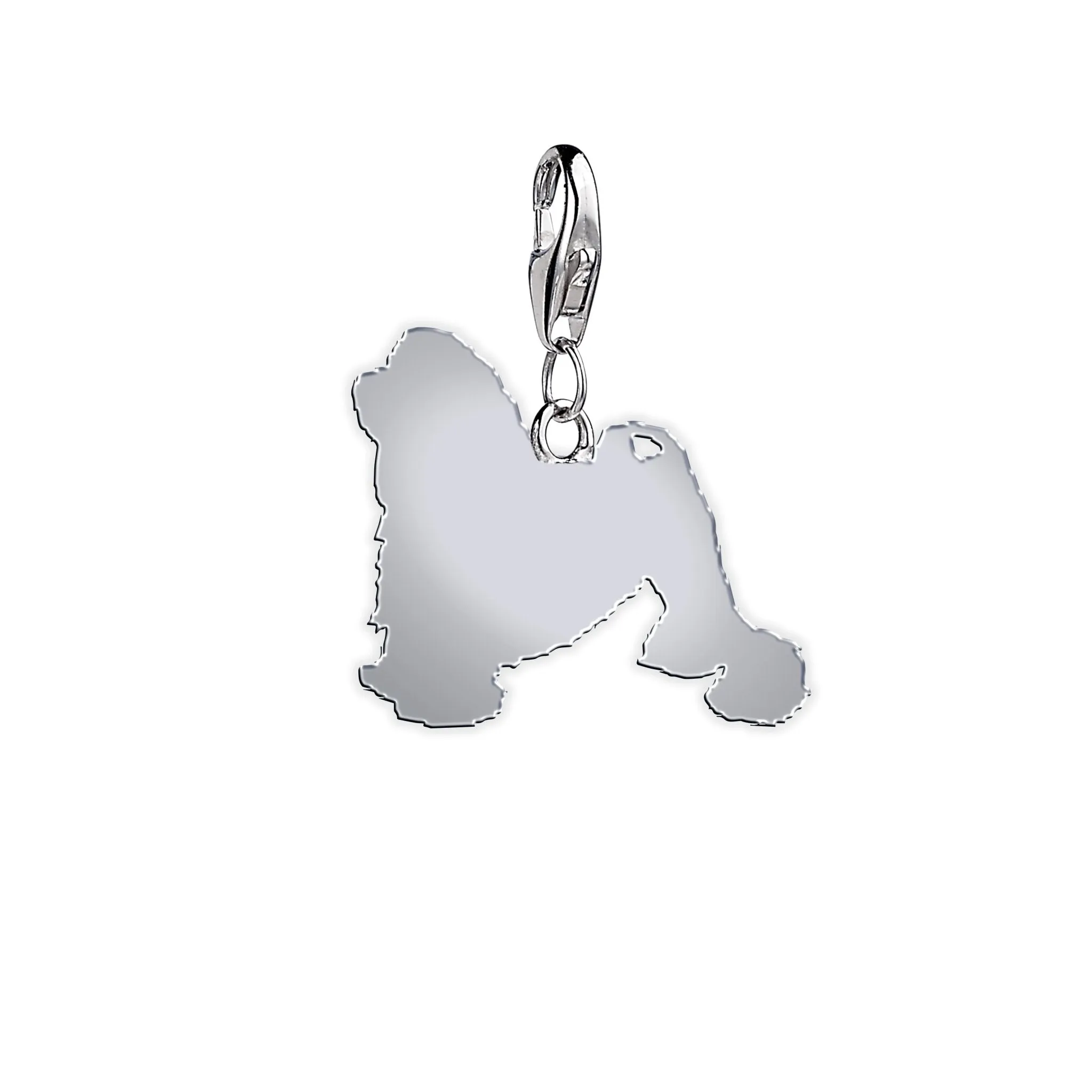 Lowchen Silhouette Silver Charm