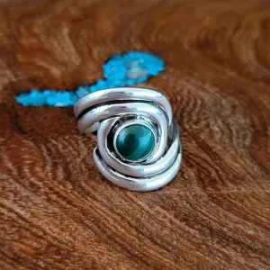 Navajo Made Malachite Swirl Ring BB-RNG-0020