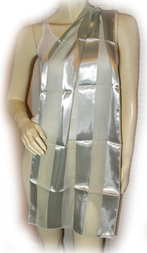 New Vintage Y2K 90s Scarf Scarves Wrap 53" x 14" Striped Gray Mint Green Preppy