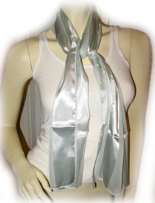 New Vintage Y2K 90s Scarf Scarves Wrap 53" x 14" Striped Gray Mint Green Preppy
