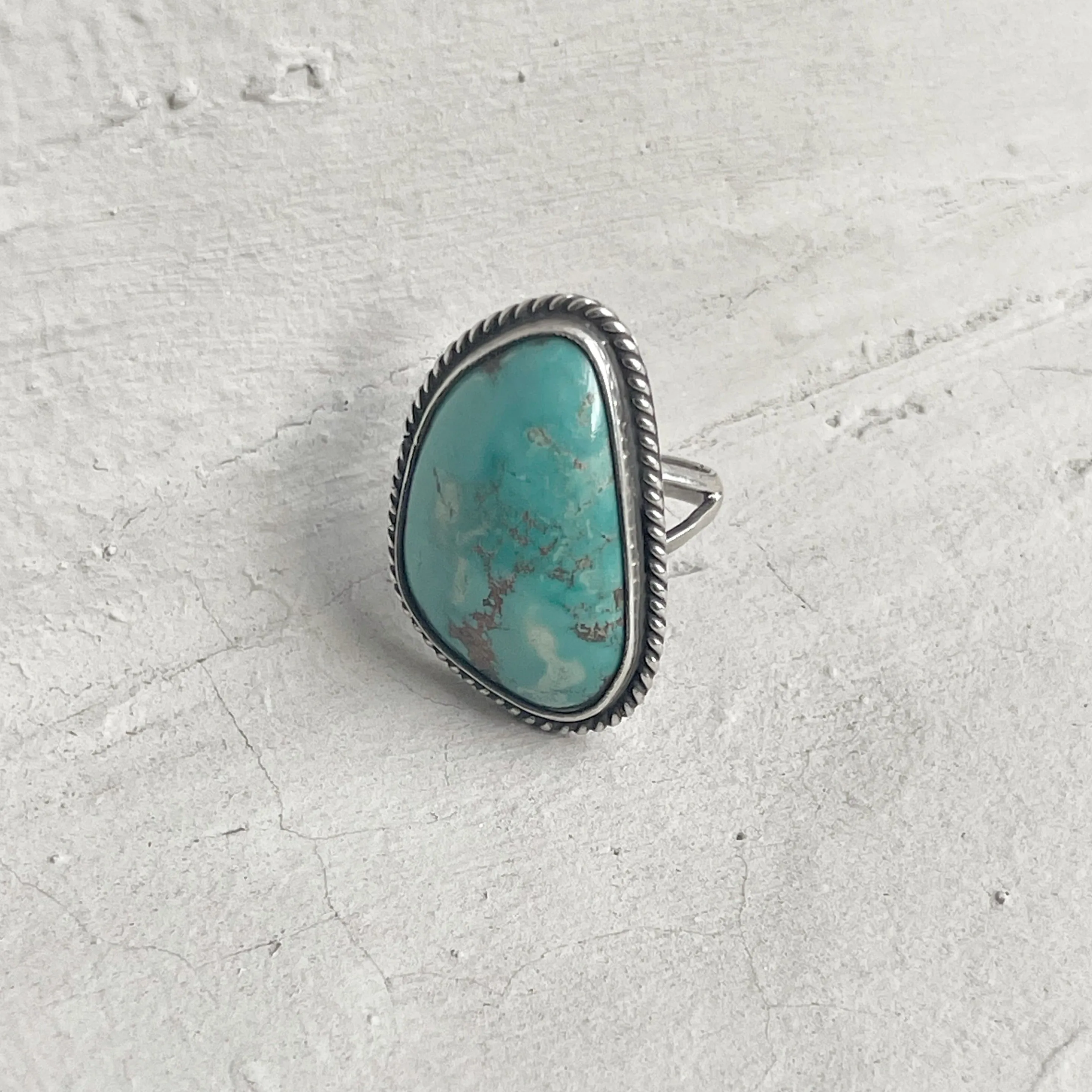 Oversized Handcrafted 980 Silver Turquoise Ring