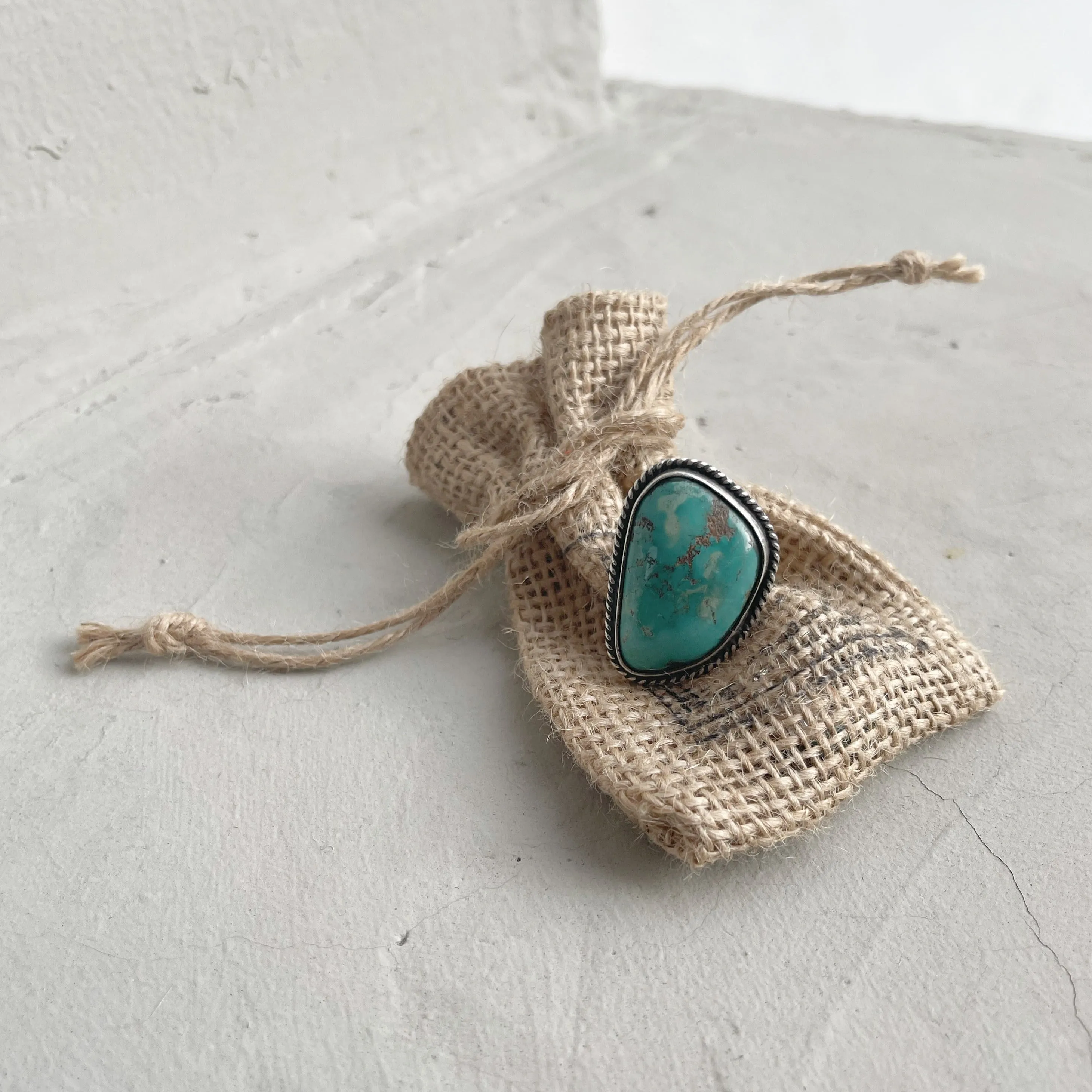 Oversized Handcrafted 980 Silver Turquoise Ring