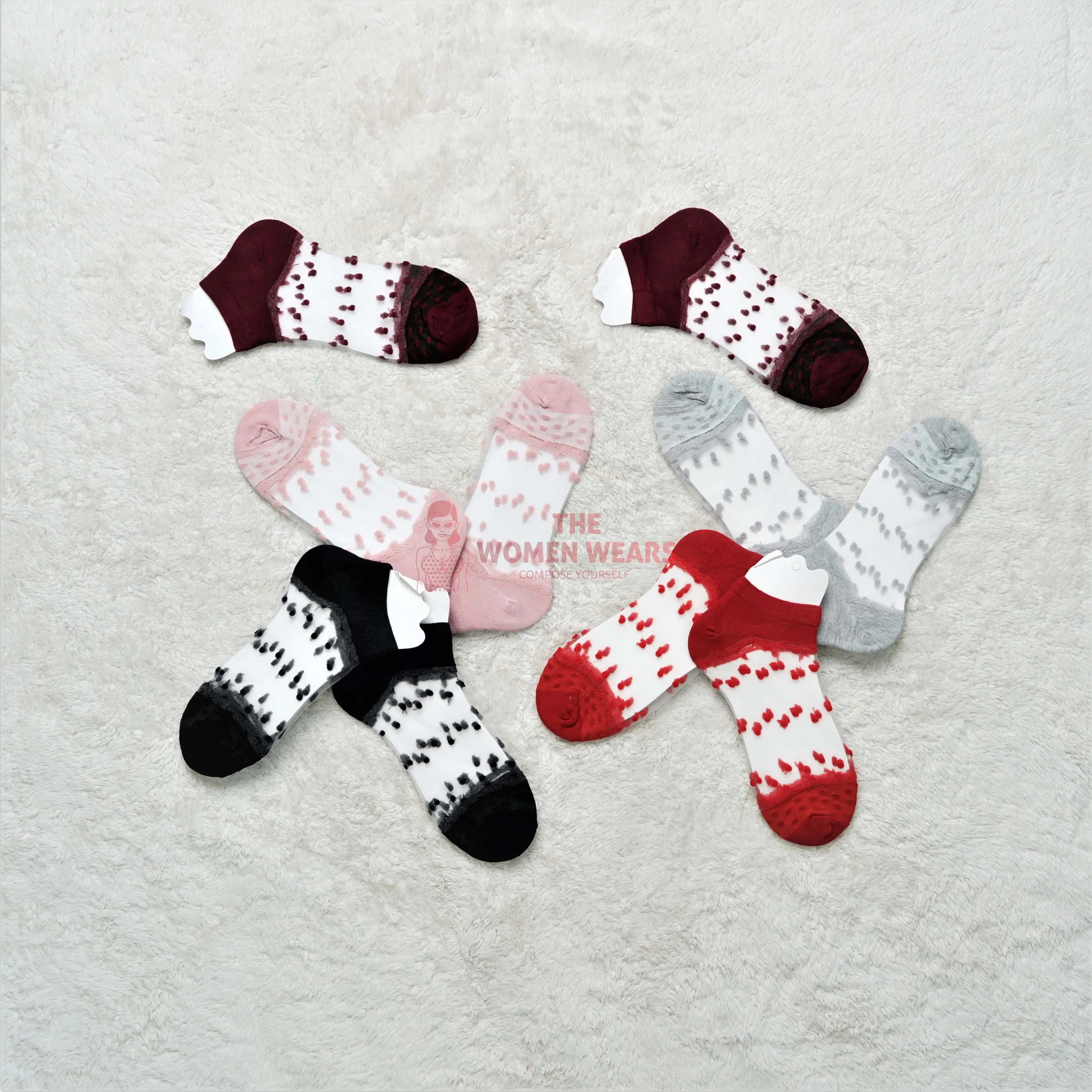 Pack of 3 Girls Transparent Anklet Net Socks SK (0001)