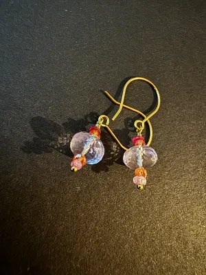 Padparadscha Sapphire and Pink Lavender Amethyst Drop Earrings