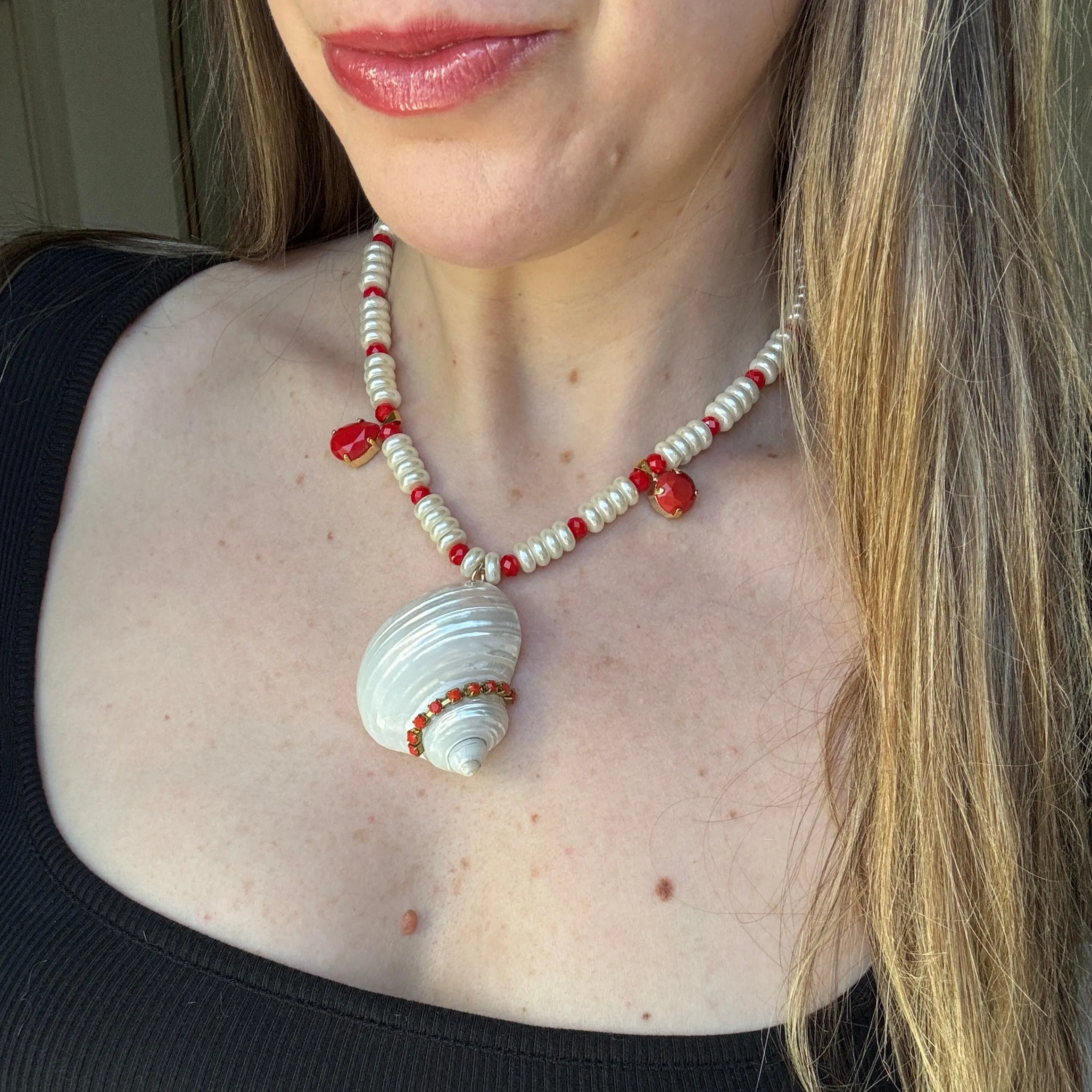 Pearl and Shell Statement Necklace