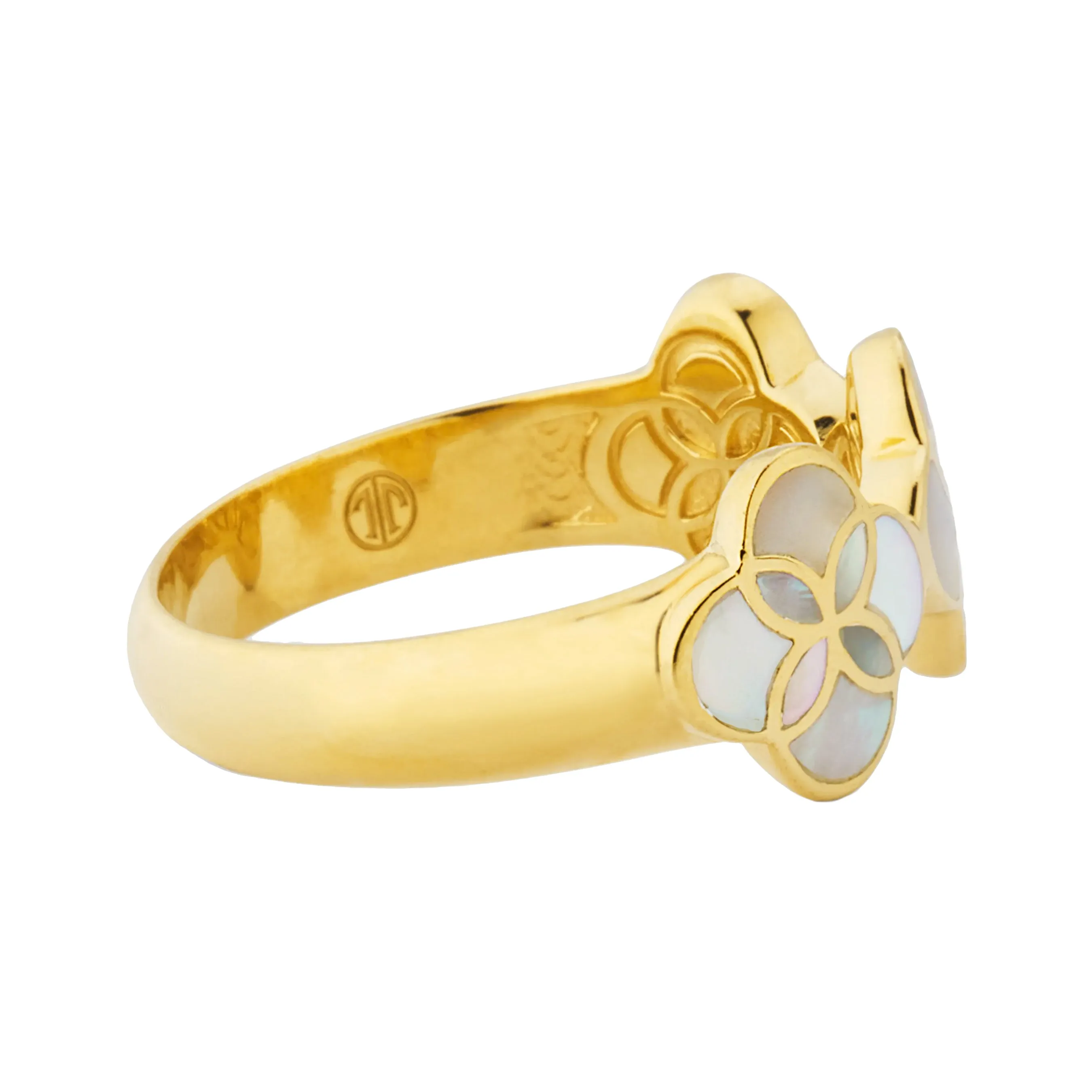 Petal Ring with Mother of Pearl in Sterling Silver and 18K Gold Vermeil Finish