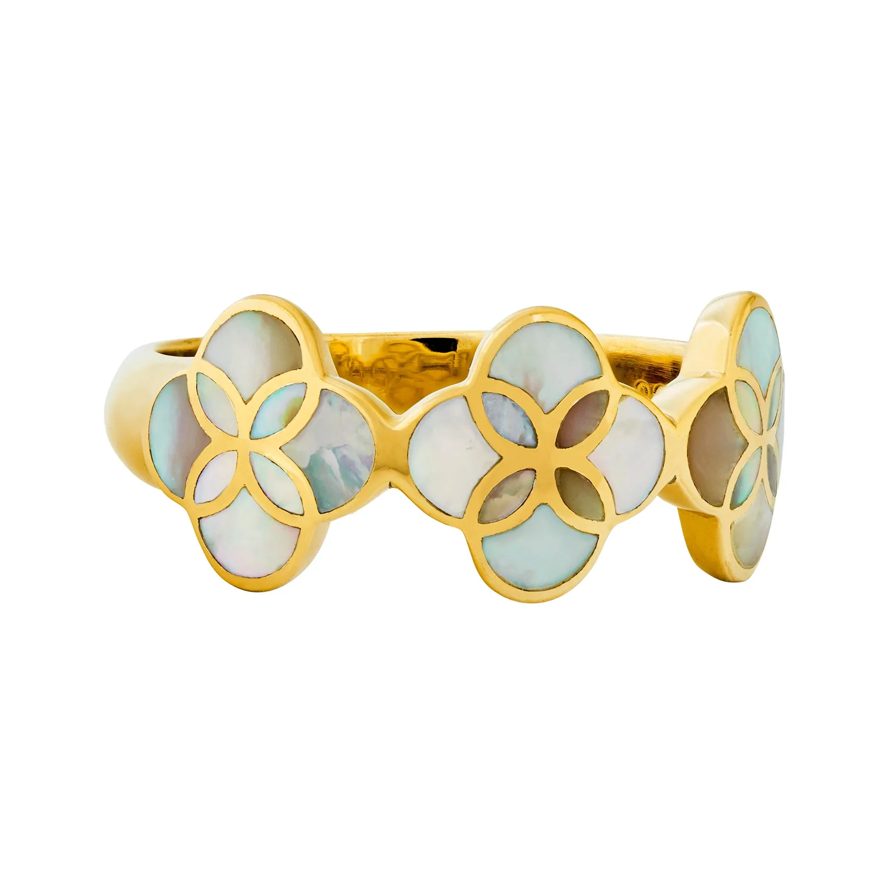 Petal Ring with Mother of Pearl in Sterling Silver and 18K Gold Vermeil Finish