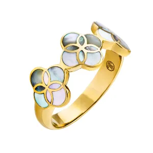 Petal Ring with Mother of Pearl in Sterling Silver and 18K Gold Vermeil Finish