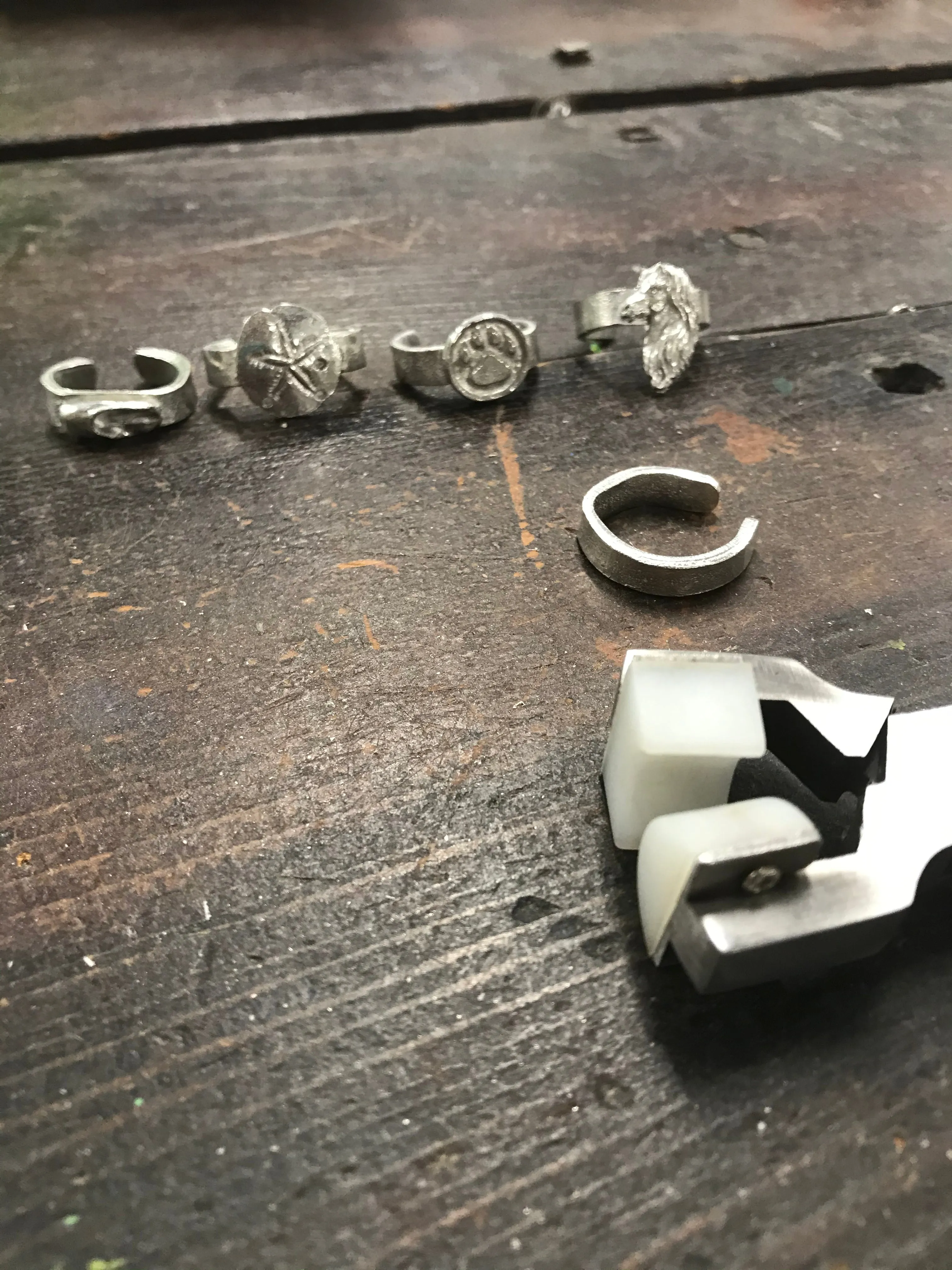 Pewter Adjustable Rings - Sand Dollar - Horse - Ballet Shoe - Dog Paw - Plain Ring