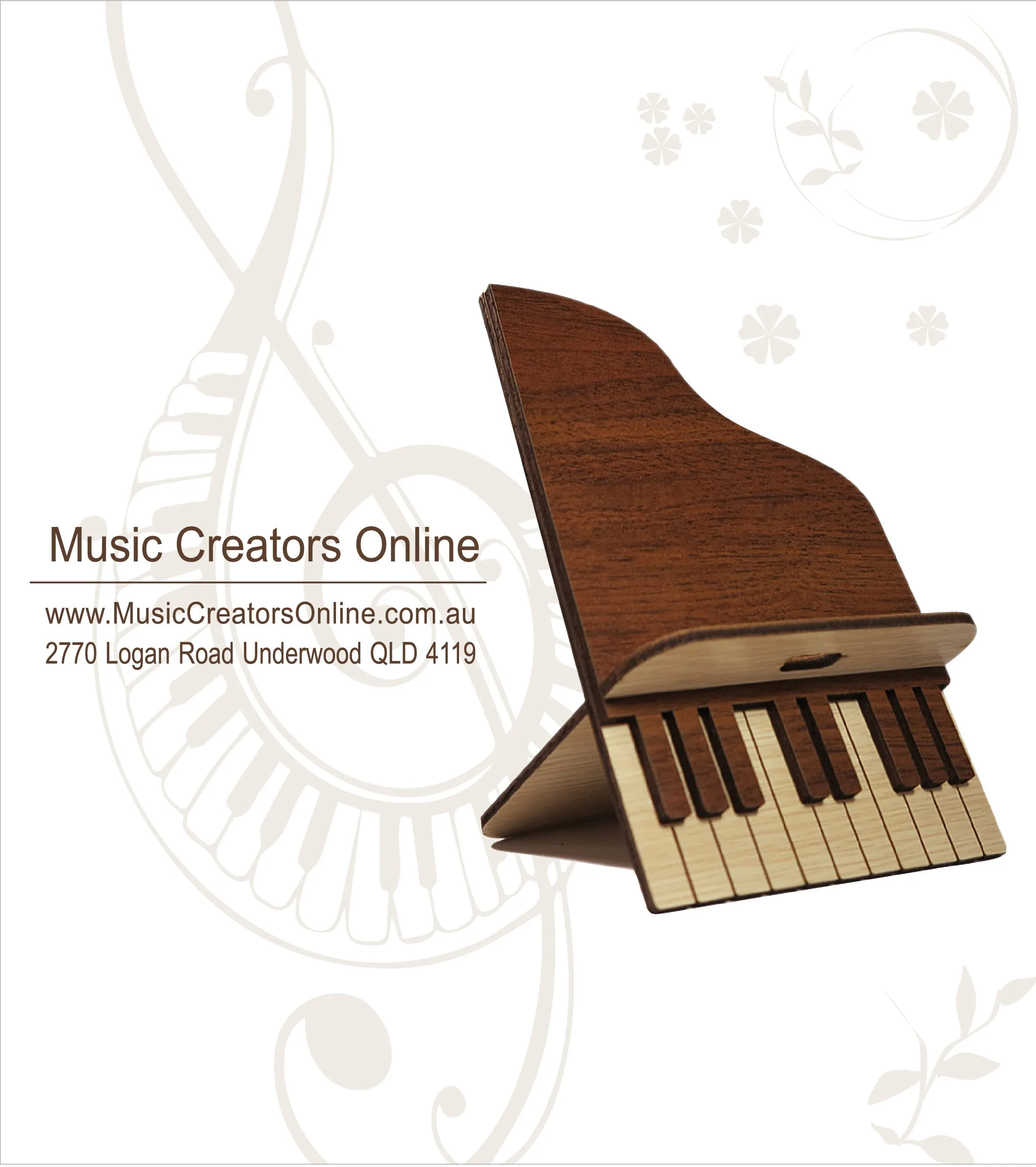 Piano Handcrafted Wooden Phone Stand (Dark)