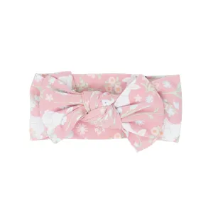 Pink Bunny Floral Knotted Baby Bow