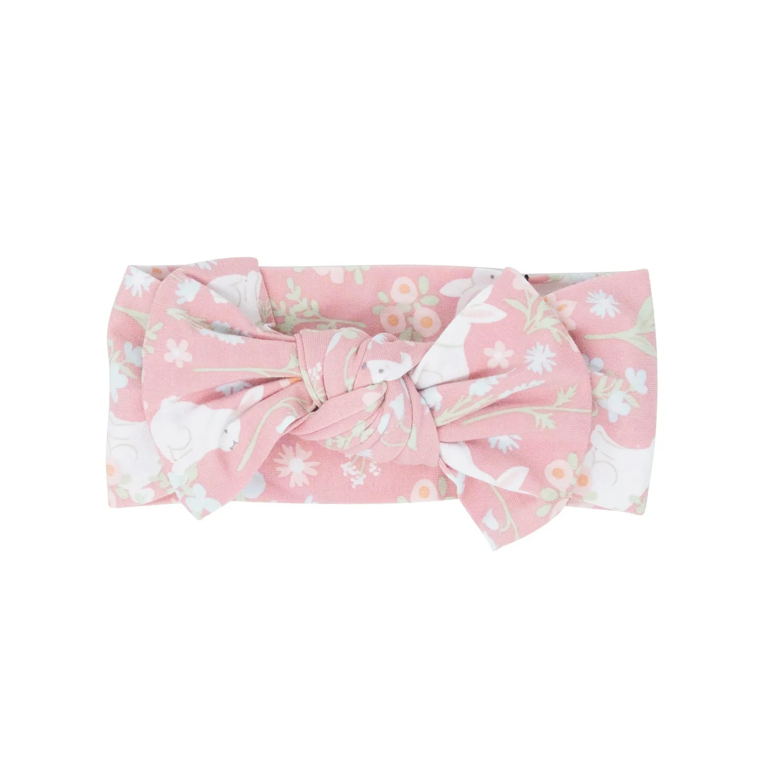 Pink Bunny Floral Knotted Baby Bow