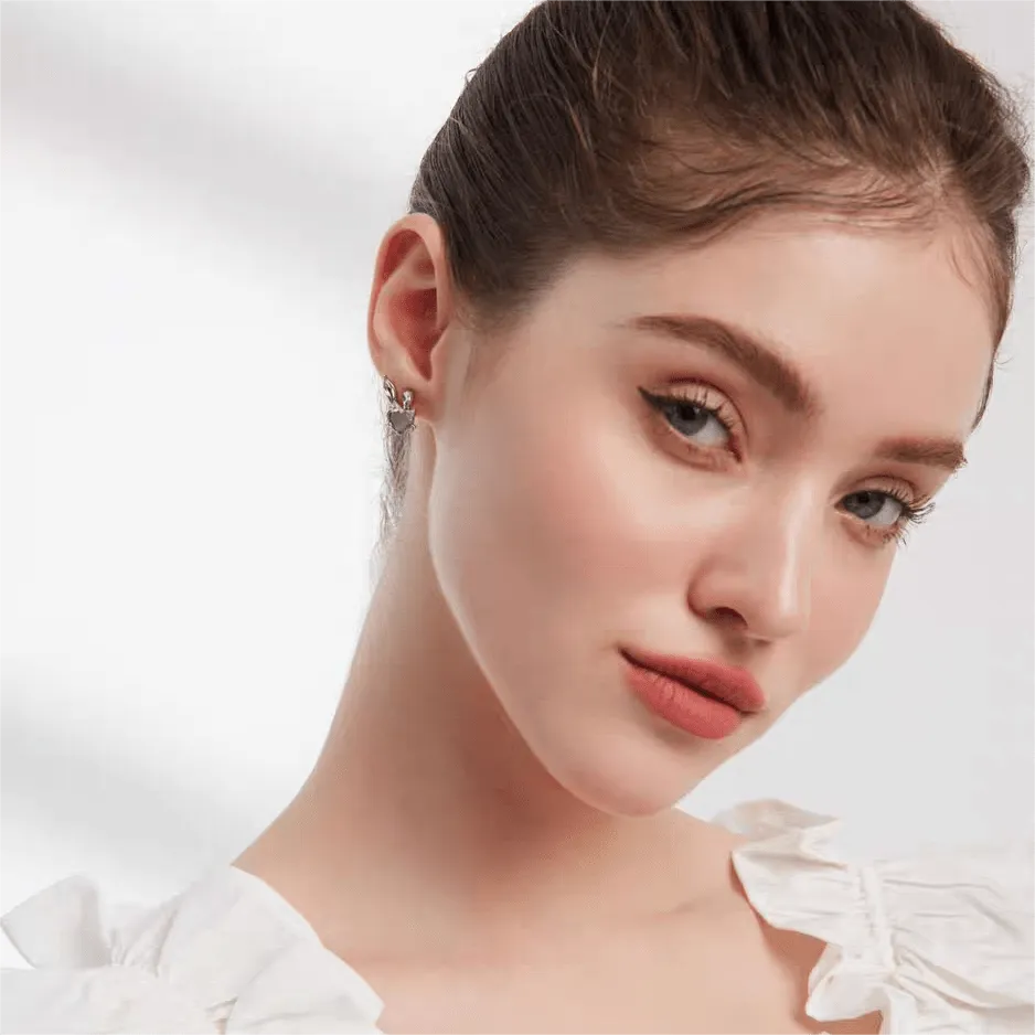 Pink Heart Rabbit Ear Earrings