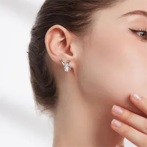 Pink Heart Rabbit Ear Earrings