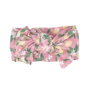 Pink Lemon Floral Print Baby Knotted Bow
