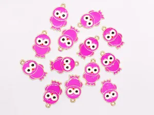 Pink Owl Metallic Jewelry Charms