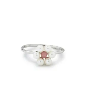 Pura Vida Ring Silver Bitty Pearl Flower