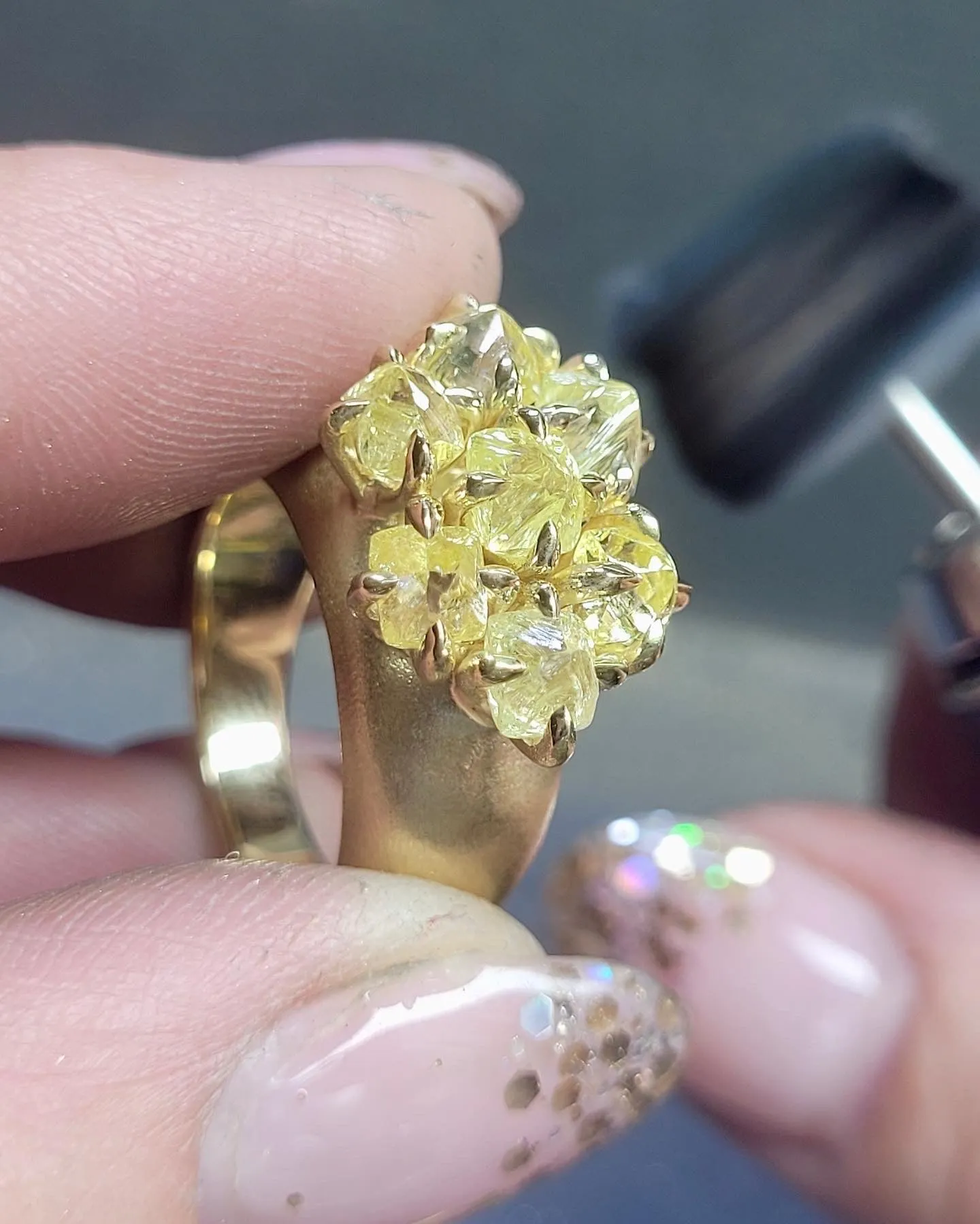 Raw Diamond Cocktail Gold Ring – 4.89 ct.