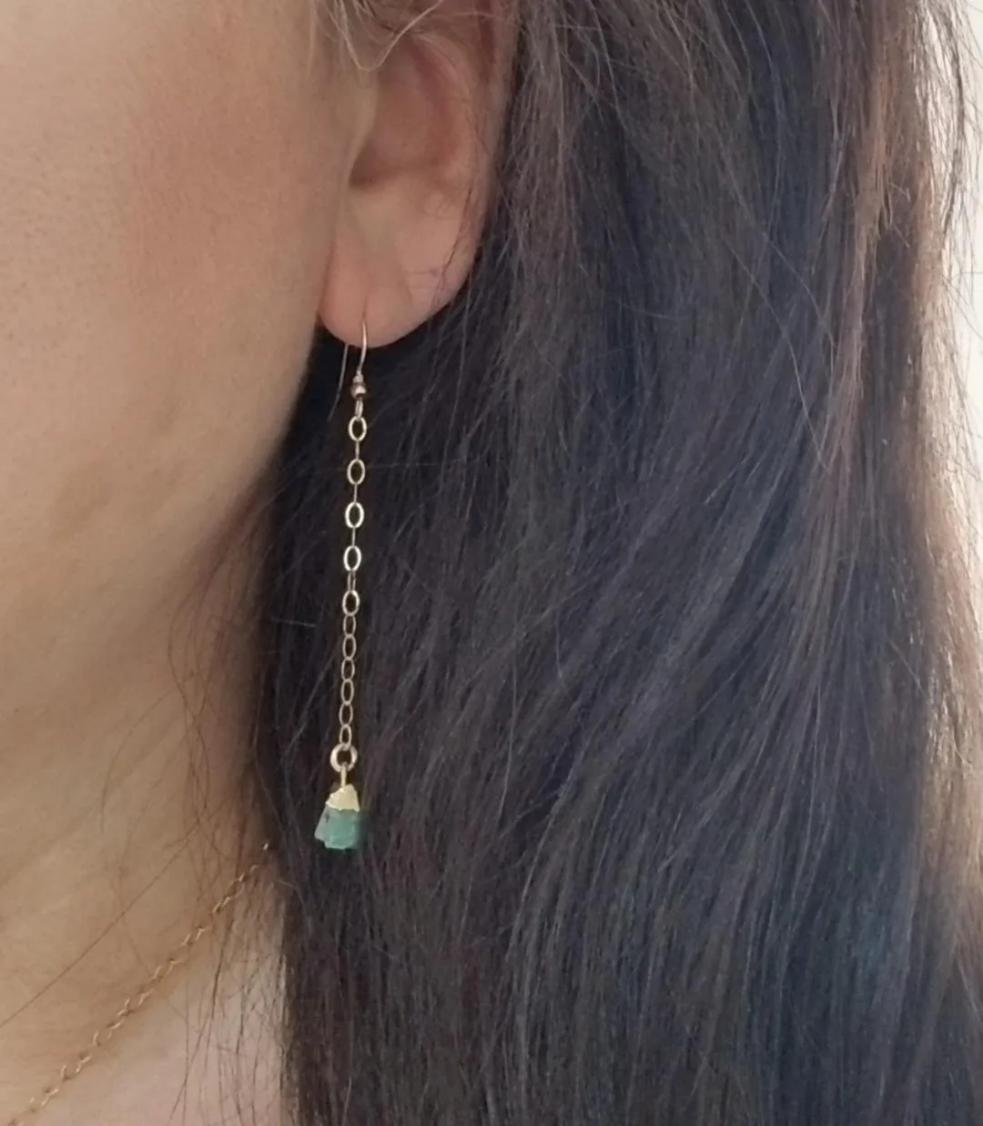 Raw Ruby Earrings, Delicate Gold or Silver Earrings, Long Boho Earrings