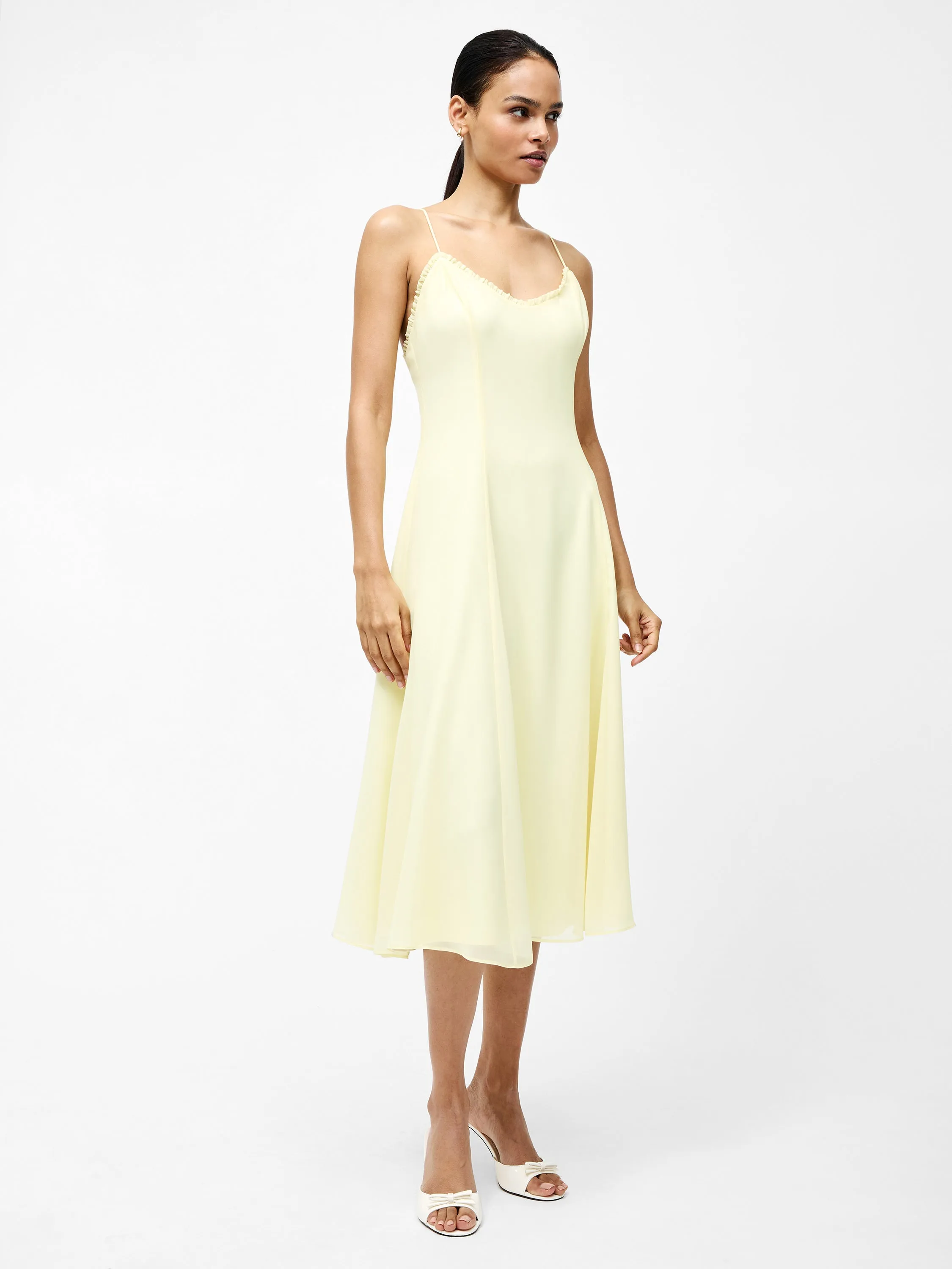 Raya Chiffon Ruffle Neck Midi Dress