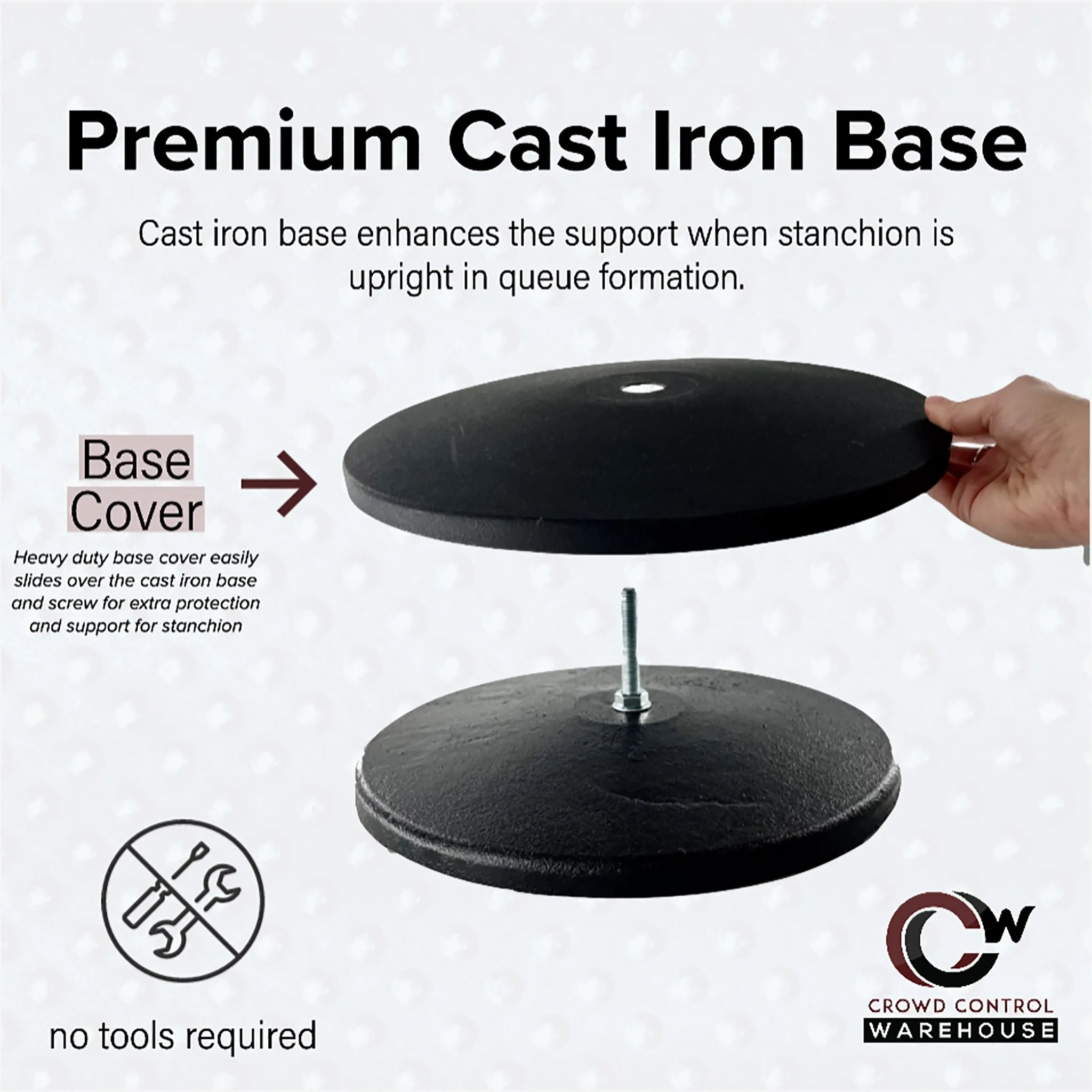 Retractable Belt Barrier Stanchion, Polished Stainless Steel Post with Heavy Duty Cast Iron Base, 14 ft Belt – Montour Line MI650