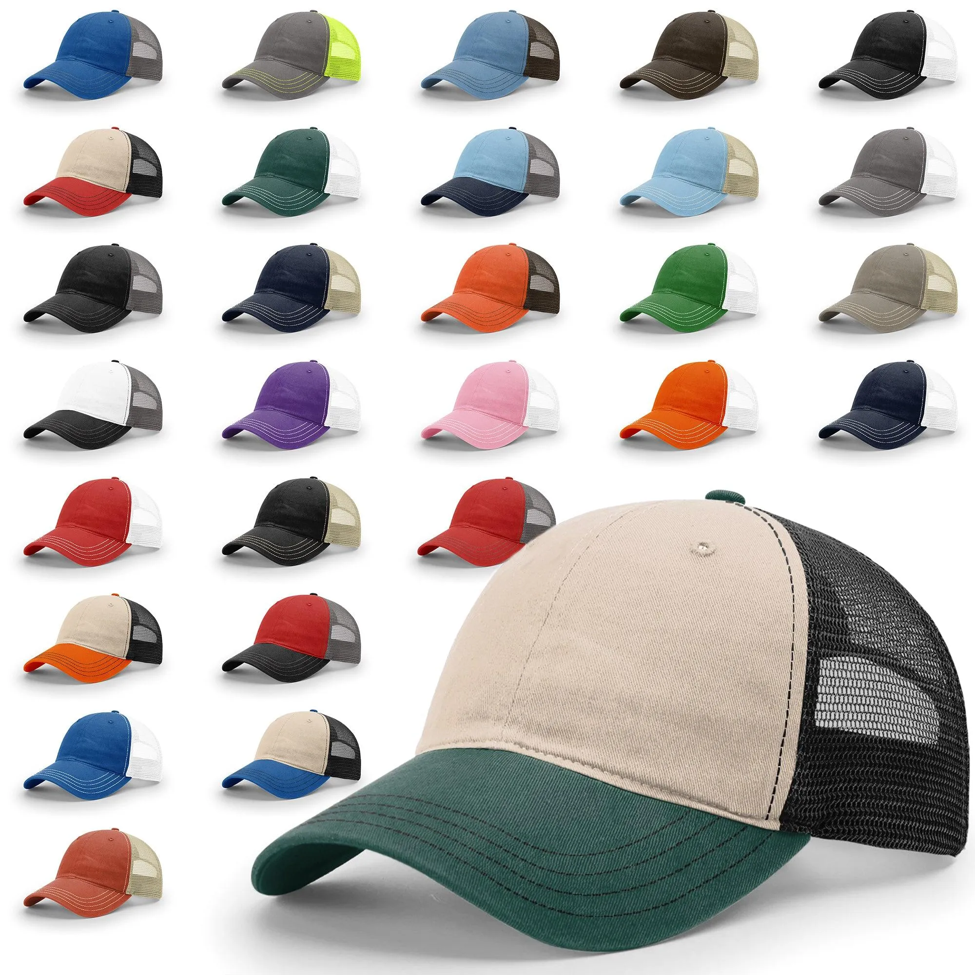 Richardson 111 Garment Washed Snapback Trucker Hat Relaxed Unstructured Cap