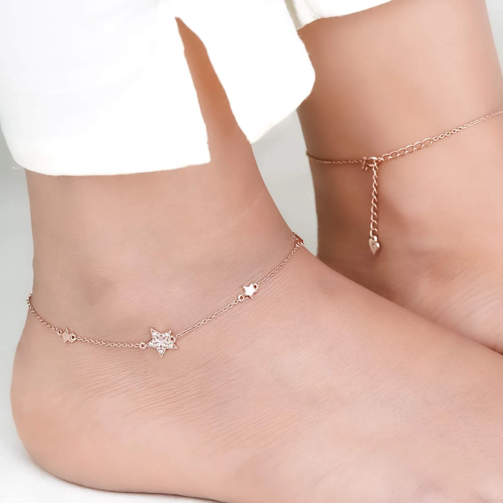 Rose Gold Star Family Anklet