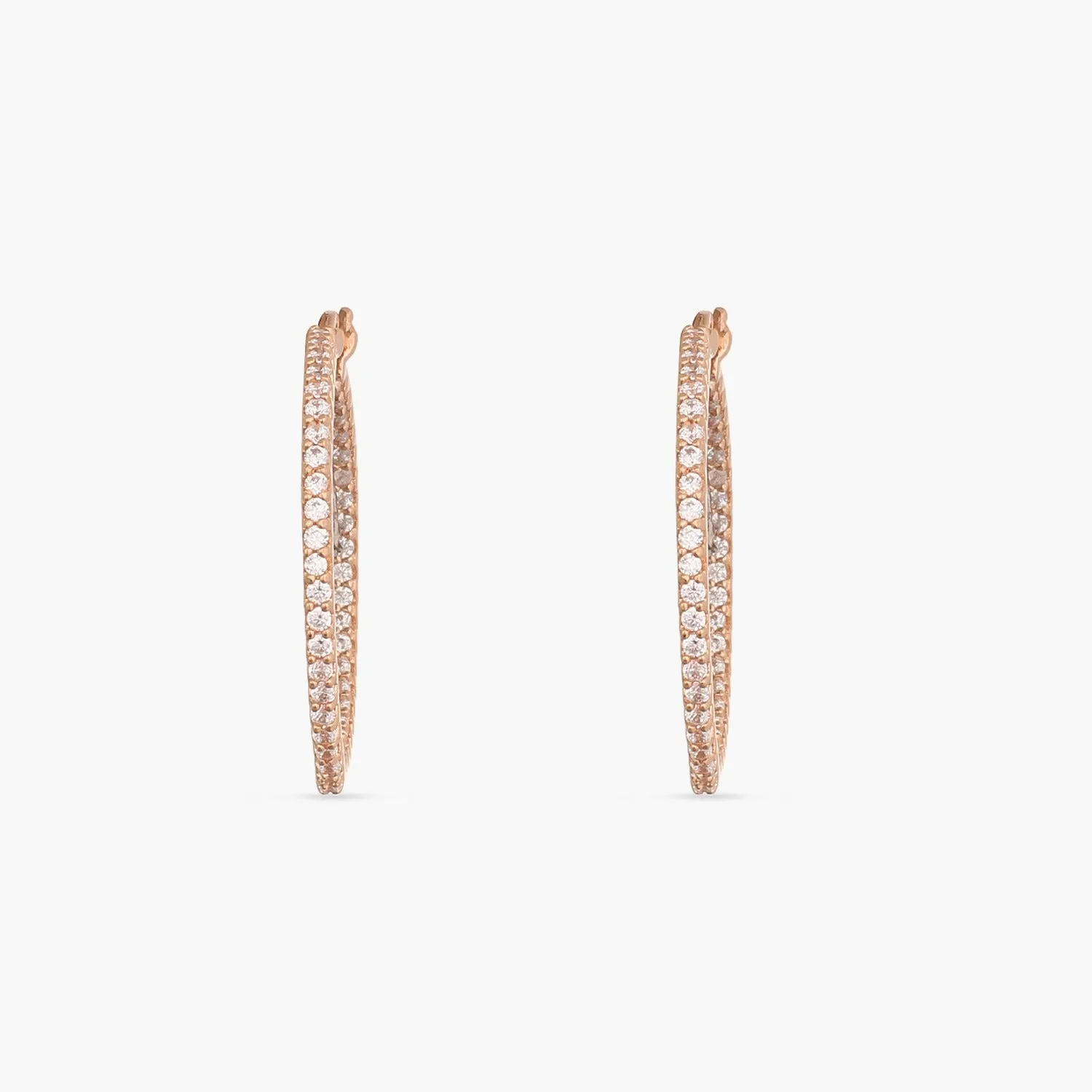 Round CZ Delicate Hoop Silver Earrings