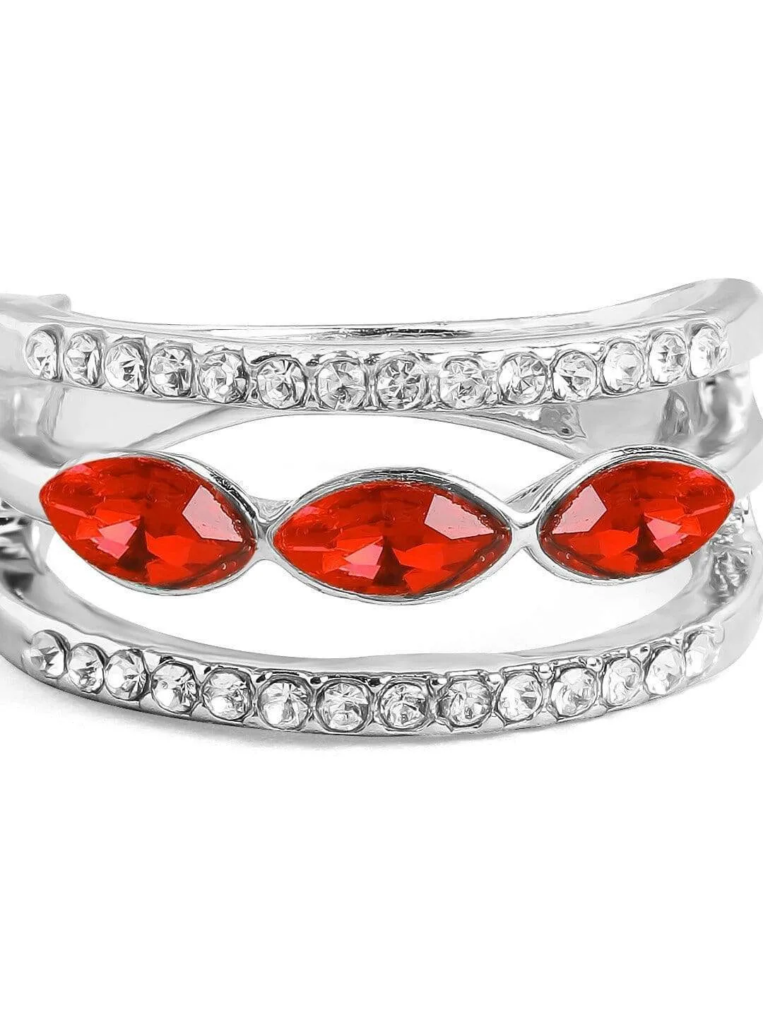 Rubans Silver Plated Handcrafted Red Stone Rings