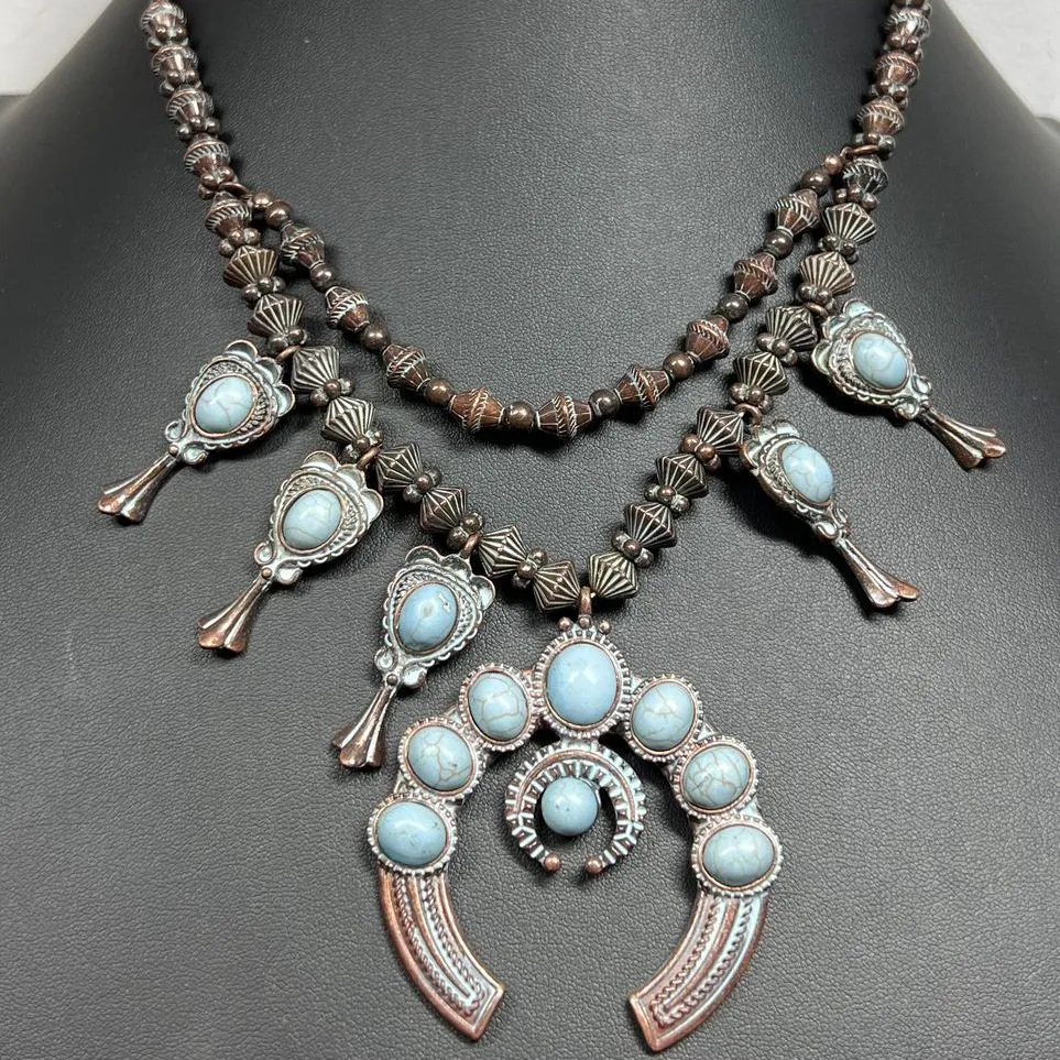 Shyanne Blue Howlite Statement Southwestern Style Necklace