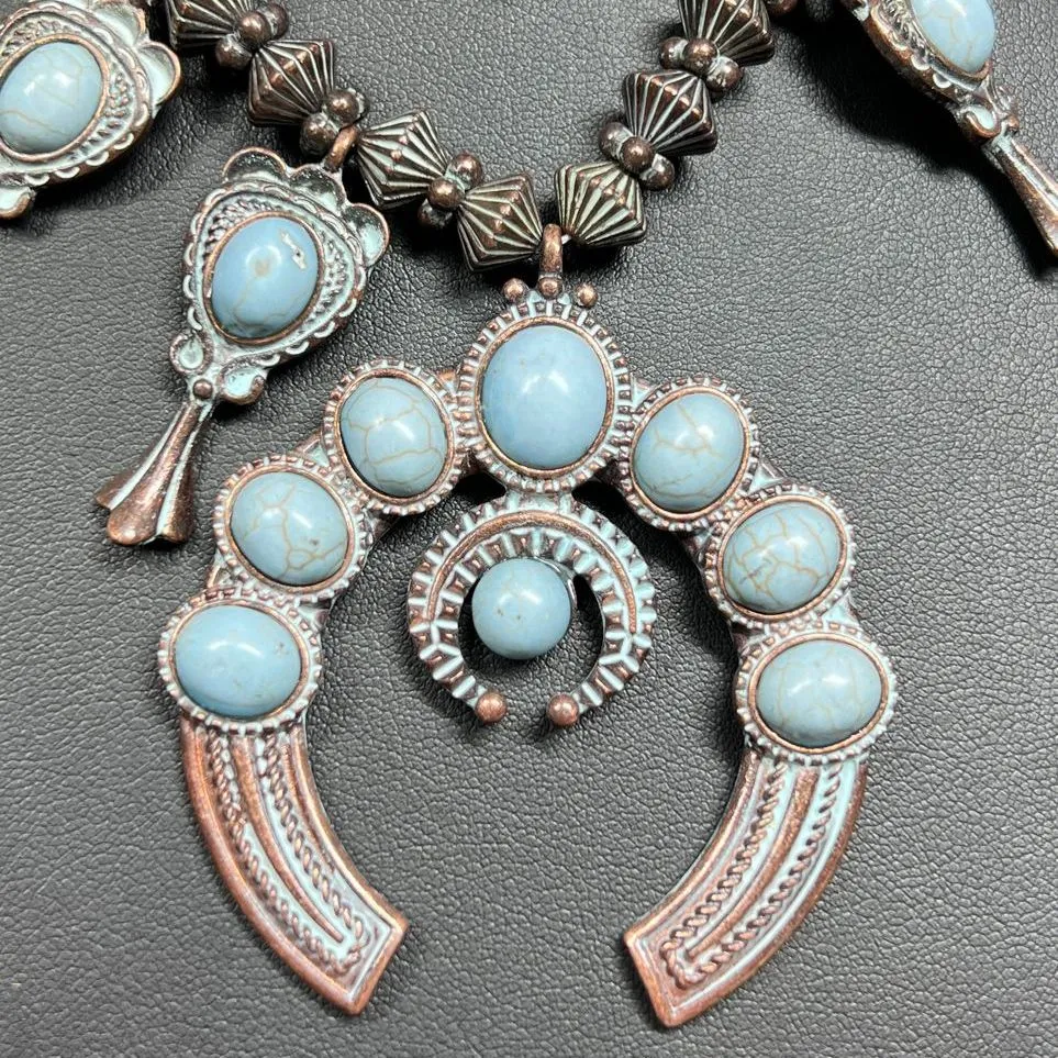 Shyanne Blue Howlite Statement Southwestern Style Necklace